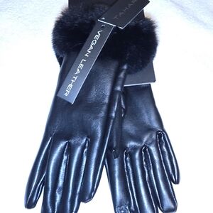 Tahari Black Vegan Leather Gloves